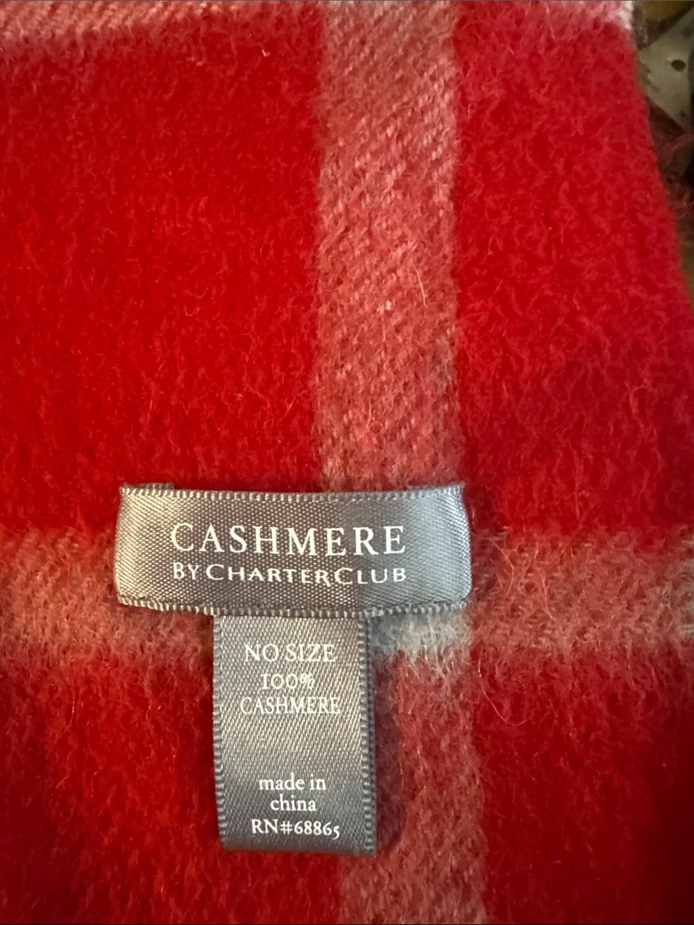 Charter Club Red Plaid Cashmere Scarf